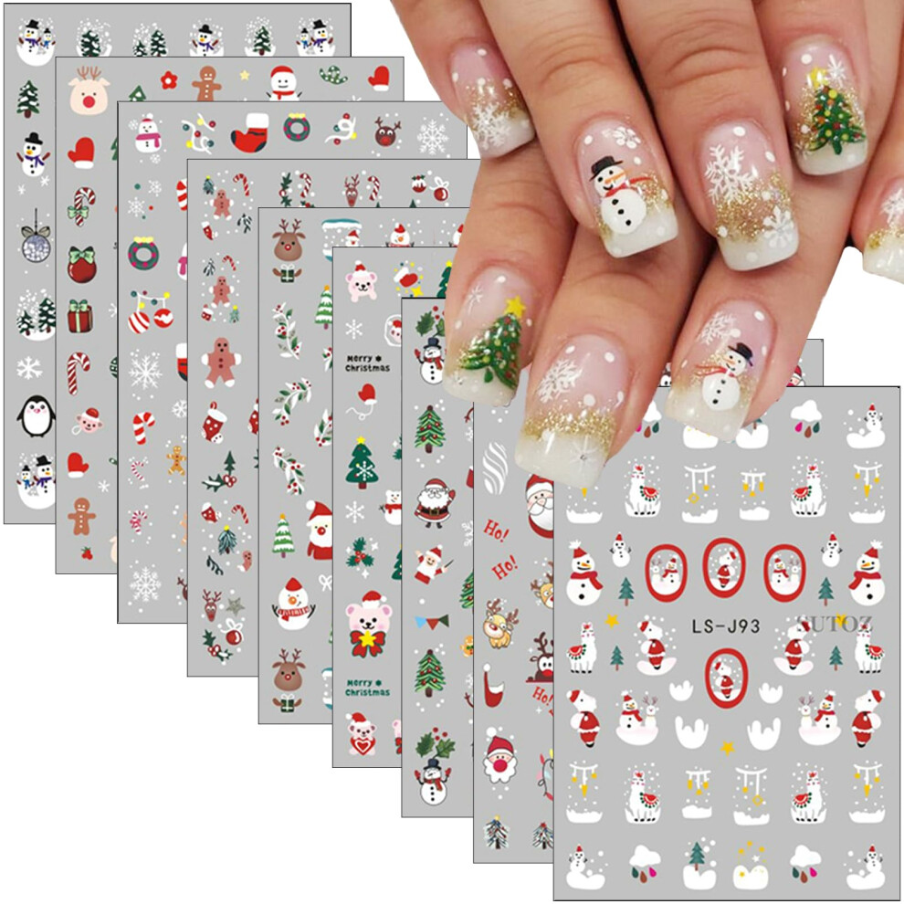 Christmas Nail Stickers 3D SelfAdhesive Santa Snowflake Decals for Holiday Winter Nail Art