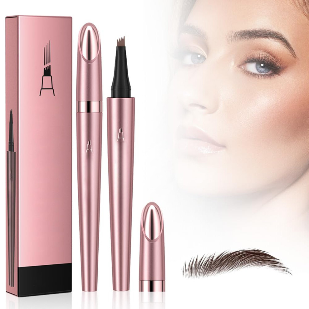 Brown Microblading Eyebrow Pen Light Waterproof 4Tip Precision Natural Longlasting Brow Pencil