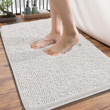 (White) 60x90cm Chenille Bath Mat- Water Absorbant Washroom Mat Extra Soft Mat
