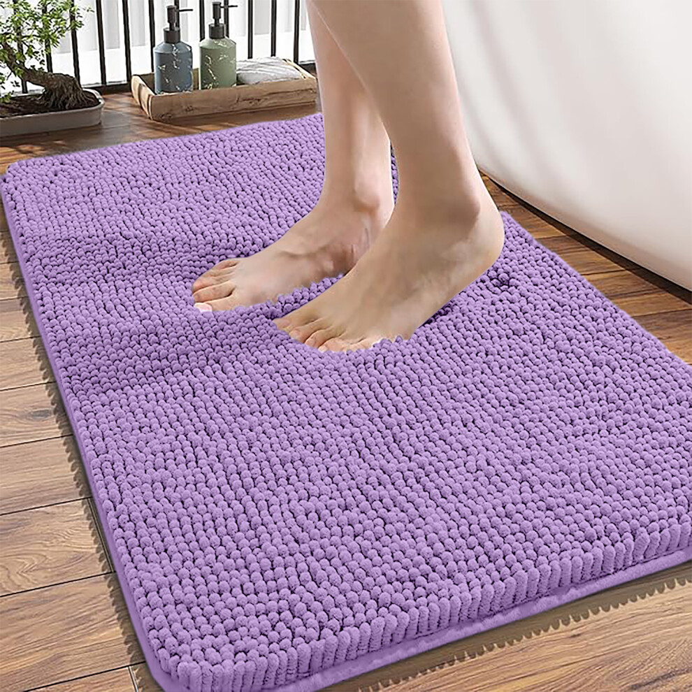 Imperial Rooms (Purple) 60X90cm Chenille Bath Mat- Water Absorbant Washroom Mat Extra Soft Mat