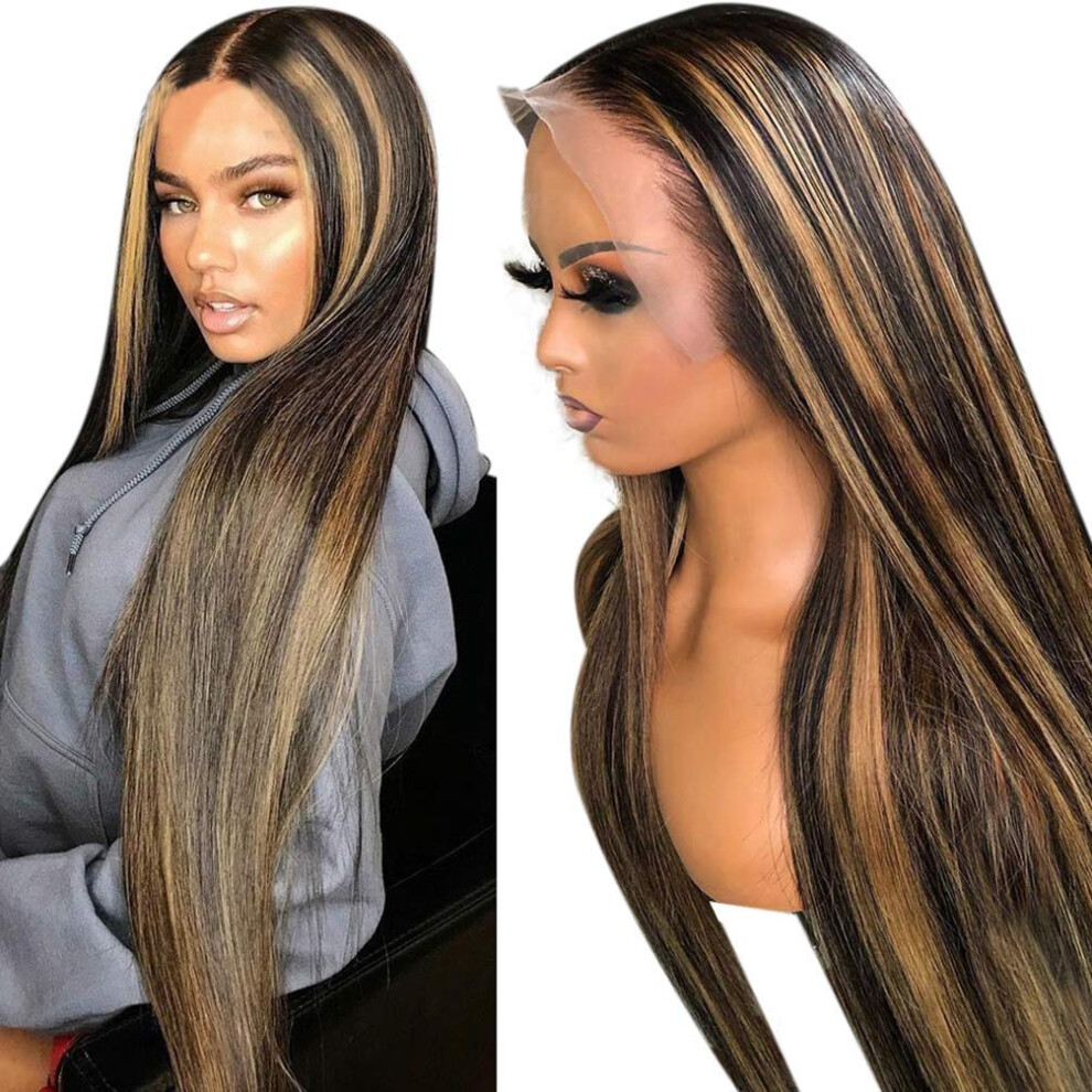 Unisex Black Blonde Brazilian Lace Front Human Hair Wig 10Inch Pre Plucked Glueless For Women