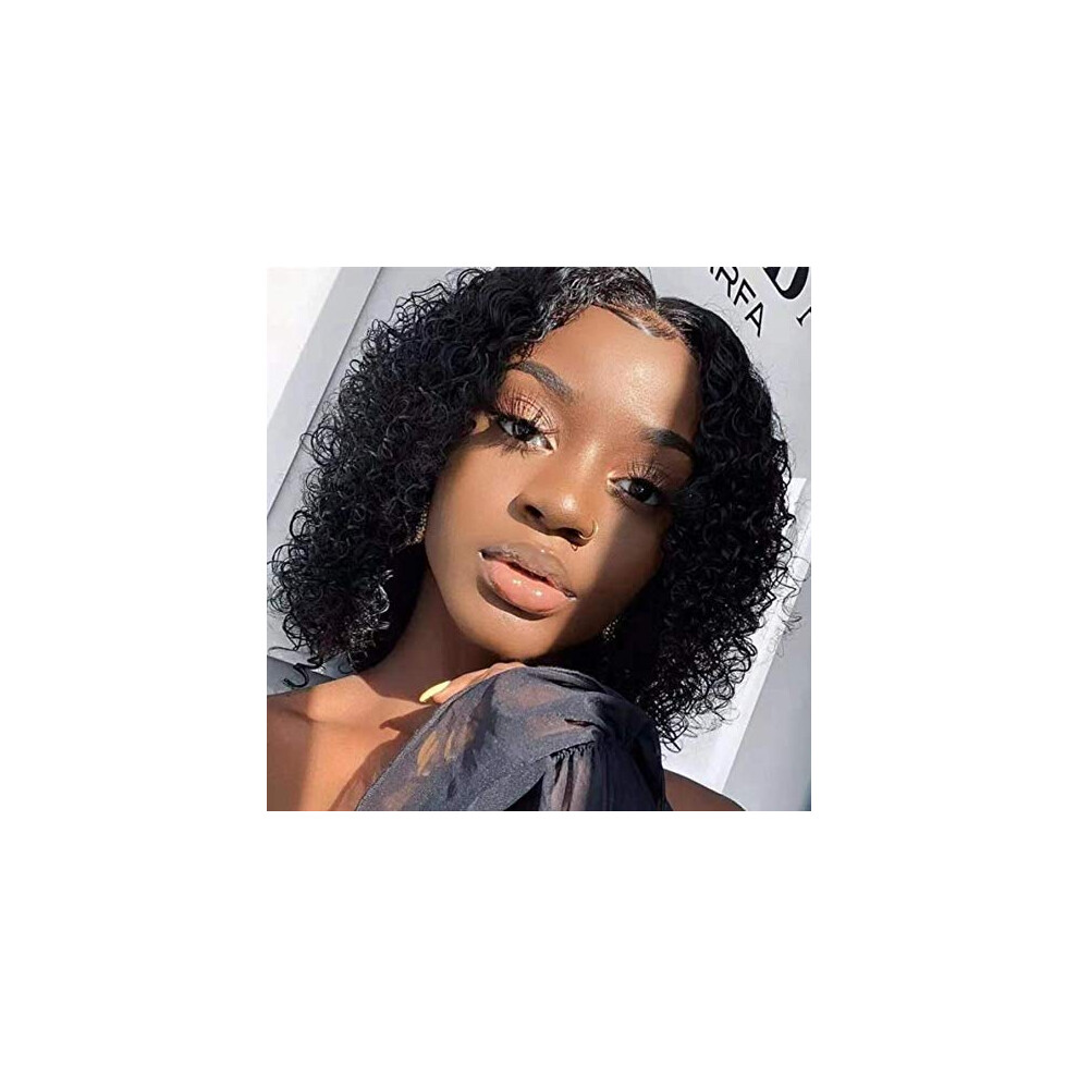 Unisex 13X4 Bob Lace Front Wig Human Hair Pre Plucked With Baby Hair Bleached Knots 150% Density 10 Inch