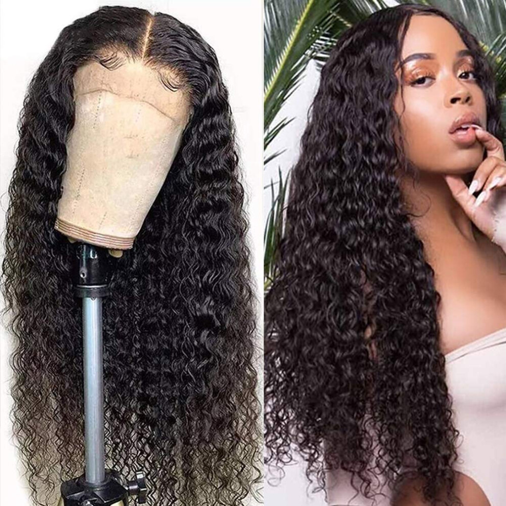 Unisex 13X6 Deep Wave Hd Lace Front Wig Brazilian Remy Human Hair Pre Plucked Glueless 24Inch