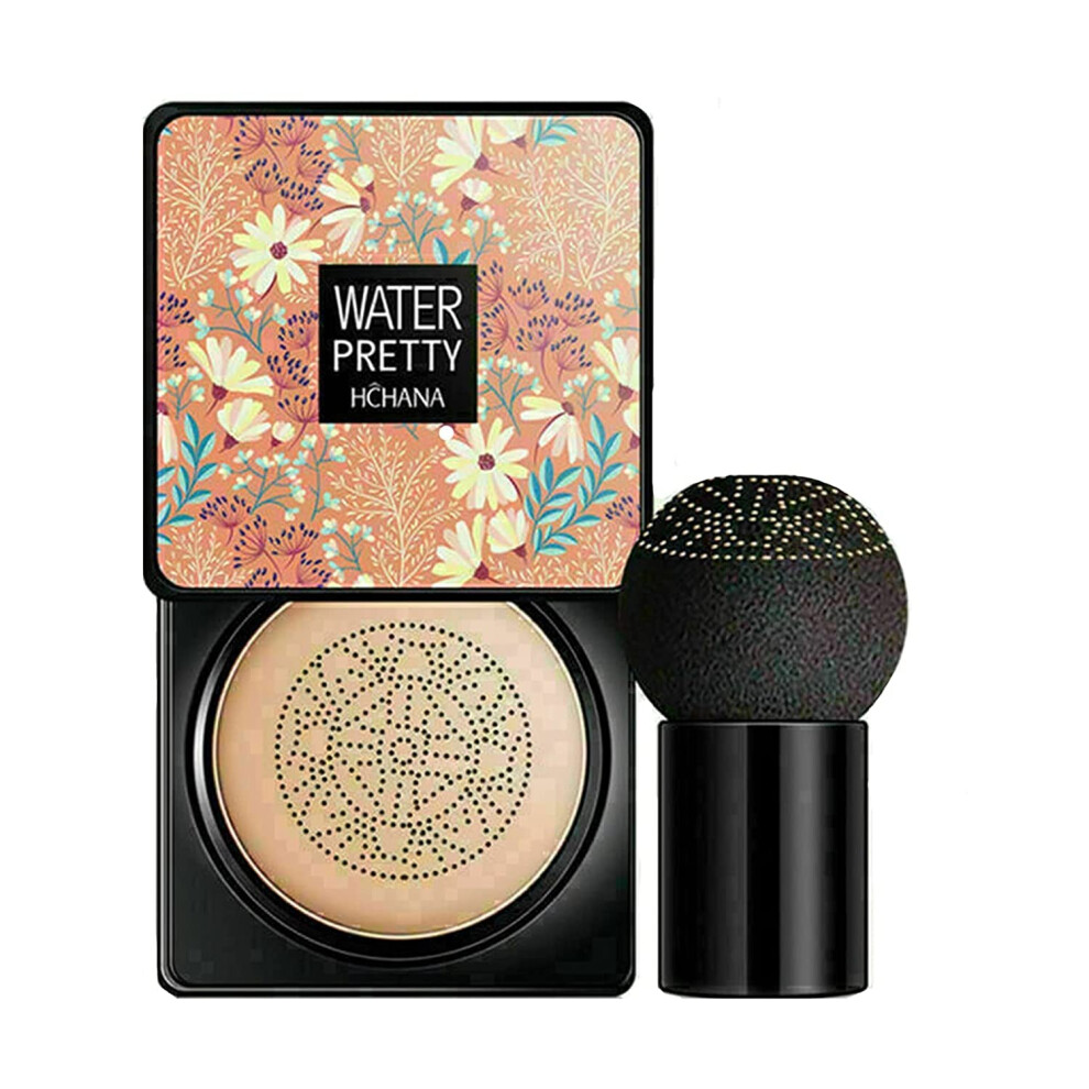 Cream Mushroom Head Air Cushion Foundation With Elastic Puff, Longlasting Natural Coverage Bb Moisturizing Brightening Base, Natural Color