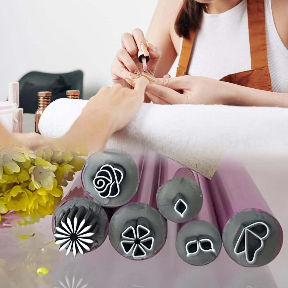 Pink Nail Art Stamping Kit With Stamp Pen, Easy Precision Diy Flower Patterns, Beginner Friendly