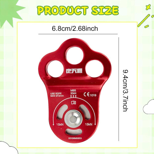 30KN ThreeHole Climbing Pulley for Arborists, Tree Work, Zip Lining and Rope Rescue 1