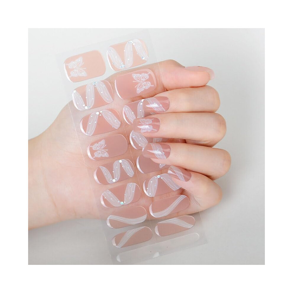 Gel Nail Strips Kit with Semi Cured Gel Nail Stickers, SalonStyle Finish, Easy LongLasting Wear