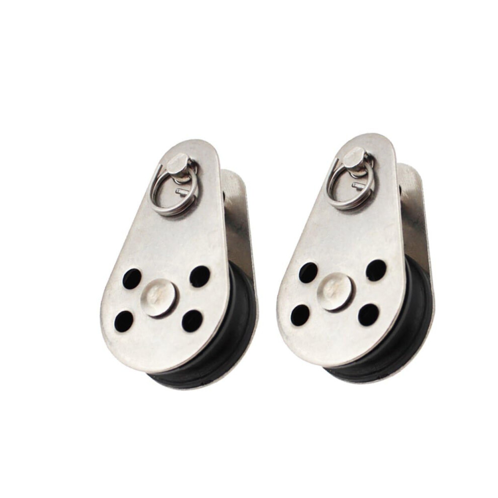 2 Pack Stainless Steel Single Pulley Wheel With Nylon Rope For Heavy Load Lifting And Hanging 9365369956162