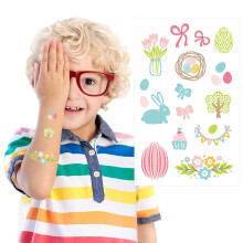 Easter Temporary Tattoos for Kids Boys Girls, Waterproof Bunny and Egg Cartoon Stickers for Party Favors