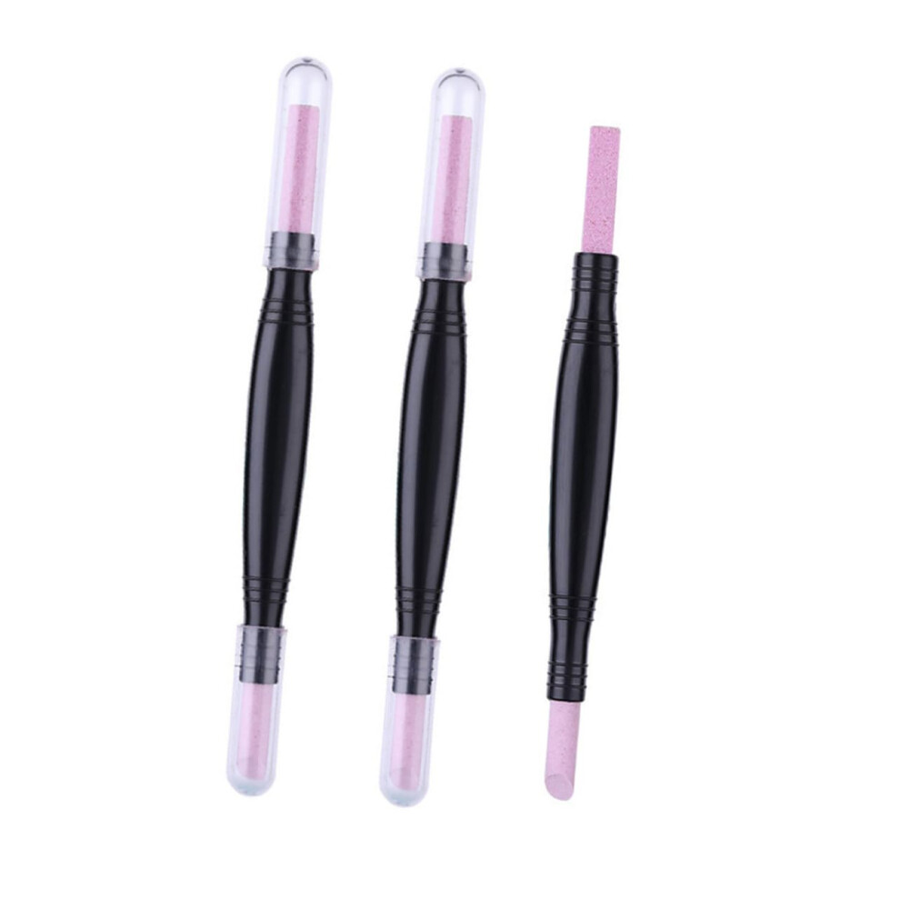 3pcs DoubleEnded Nail File and Cuticle Remover Stick for Manicure Nail Shaping and Buffing