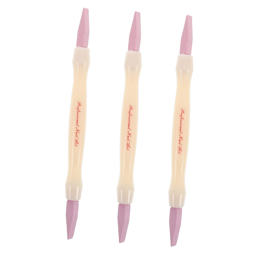 3pcs Dual Head Quartz Nail File Cuticle Remover Pen Set for Professional Manicure