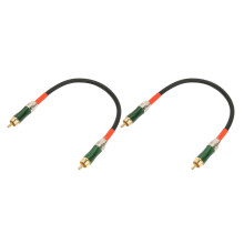 2 pezzi di cavo RCA a doppena schermatura, placcato oro, lunghezza 0,3 m, verde, per TV, DVD, amplificatore