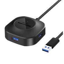 USB 3.0 Hub with SD MicroSD Card Reader 30cm Cable Speed MultiPort Adapter for Laptop PC