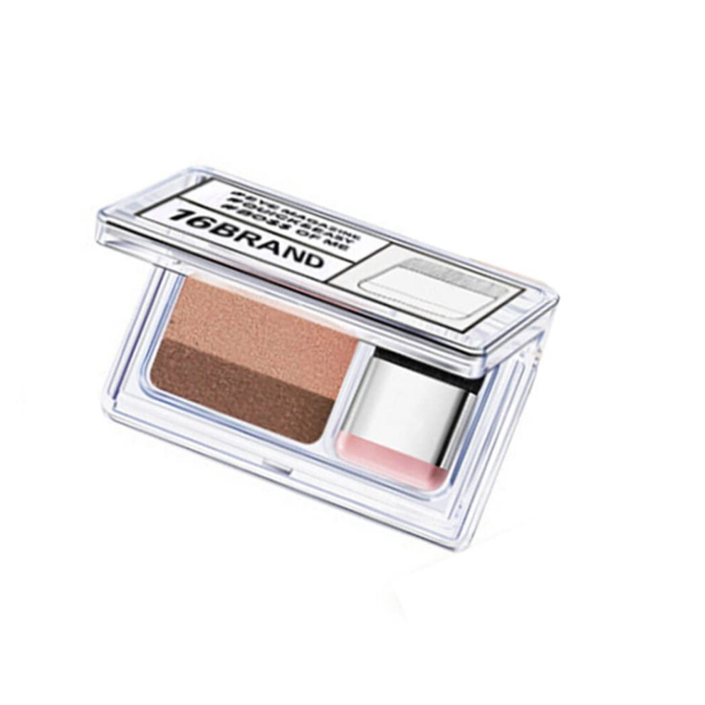 Two Tone Glitter Eyeshadow Palette with Brush, Long Lasting Waterproof Quick Makeup 02#