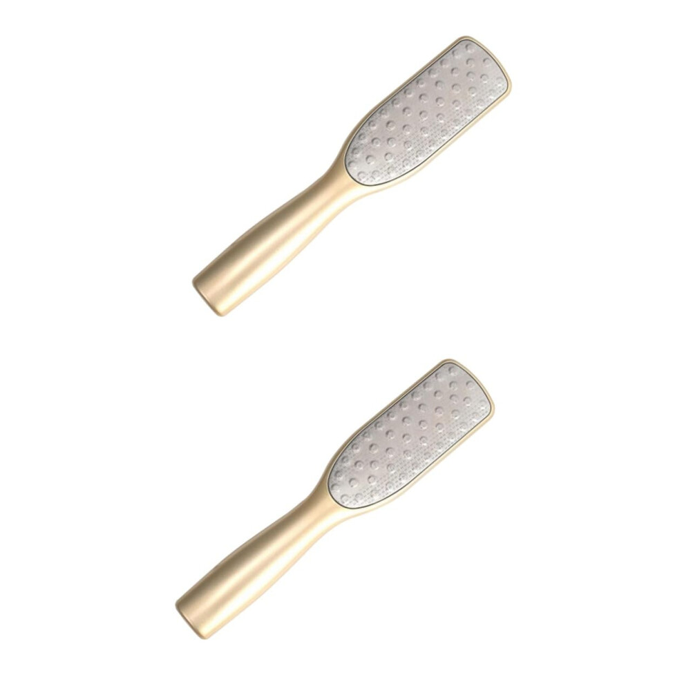 Golden Stainless Steel Foot File Duo For Dead Skin Removal, Dualsided Pedicure Scraper With Comfort Grip,
