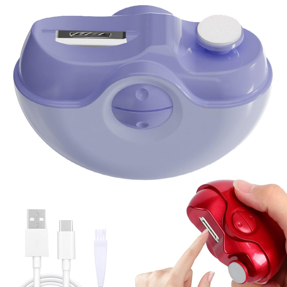 2 in 1 Electric Nail Clipper and Polisher with Two Speed Modes for Babies, Adults and Seniors Purple