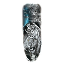 Extra Large Waterproof Full Arm Temporary Sleeve Tattoos with Realistic Lion Wolf Rose Artwork