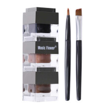 Gel Eyeliner Set Black and Brown Waterproof Long Lasting 3 in 1 Kit with Dual Brushes