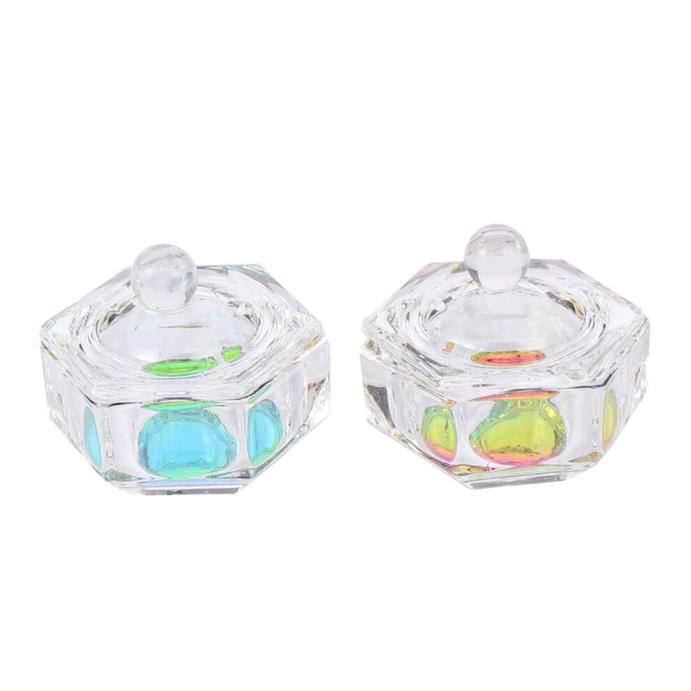 Nail Art Dappen Dish Crystal Glass Liquid Cup with Lid for Acrylic Nails and Bead Organizer