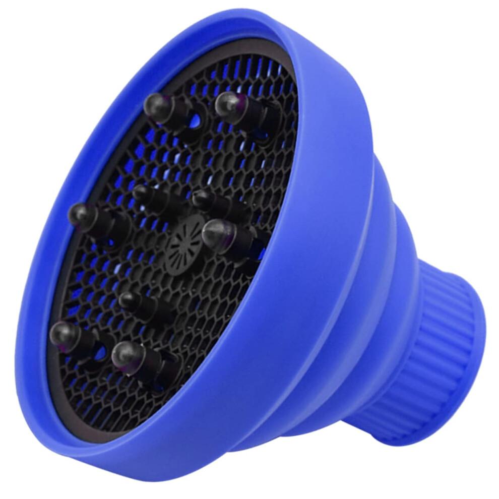 Blue Hair Dryer Diffuser Attachment Silicone Cover For Curly Hair With Frizz Reduction