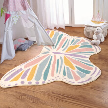 Kids Room Rug with Colorful Butterfly Design, Ultra Soft Non Slip Carpet for Girls Bedroom 4'x5.3'