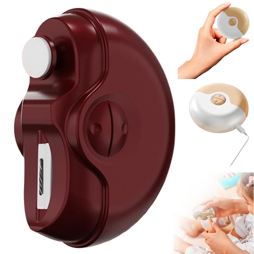 Red 2 In 1 Electric Nail Clipper With Nail File, Usb Rechargeable Nail Trimmer And Polisher,