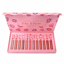 12 Pcs Lip Gloss and Liquid Lipstick Set Matte Nude Long Lasting Color with Gift Box for Women