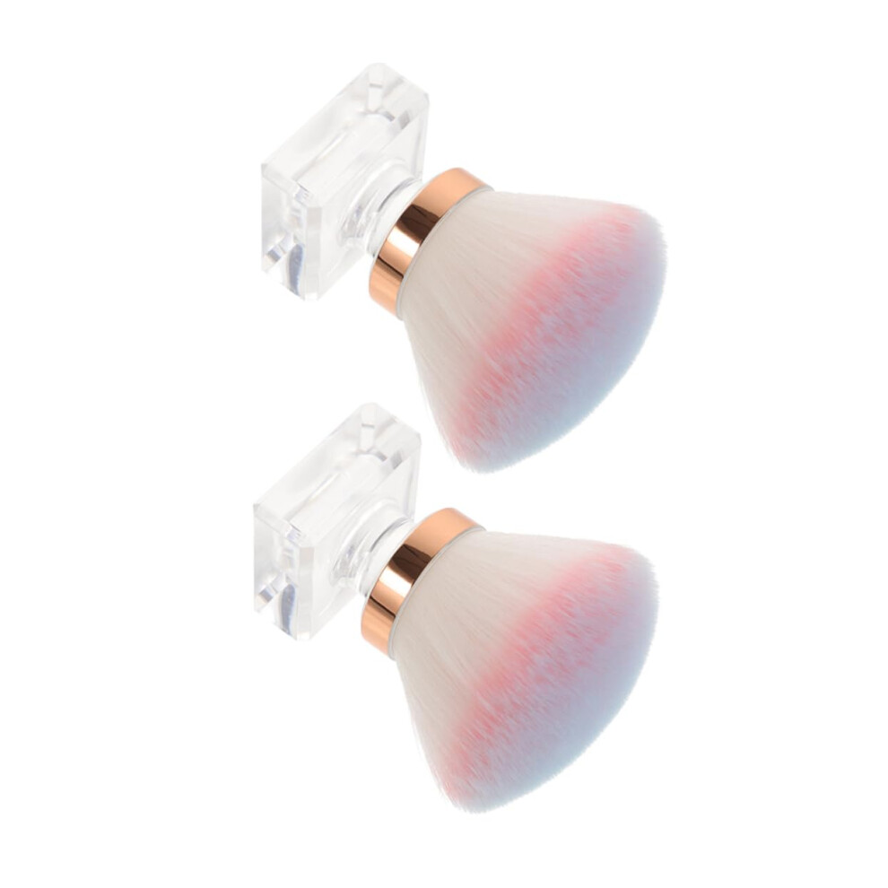 2pcs Ergonomic Handle Soft Bristle Nail Cleaning Brush for Manicure and Powder Application