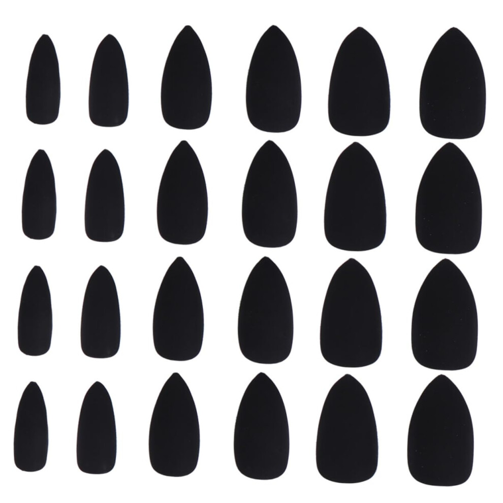Black Glossy Press On Nails Set 24Pcs Full Cover Fake Nails With Salon Finish For Diy Manicure
