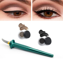 Silicone Eyeliner Tool Kit with Black and Brown Waterproof Creams, Reusable Precision Stencil