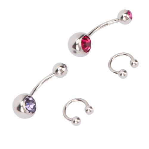 Unisex Κοσμήματα Piercing Δαχτυλίδι σε σχήμα C από ανοξείδωτο ατσάλι με λαμπερές πέτρες 2