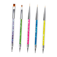 5pcs Double Ended Nail Art Brush and Dotting Tools Kit for Precision Designs and Rhinestone Placement