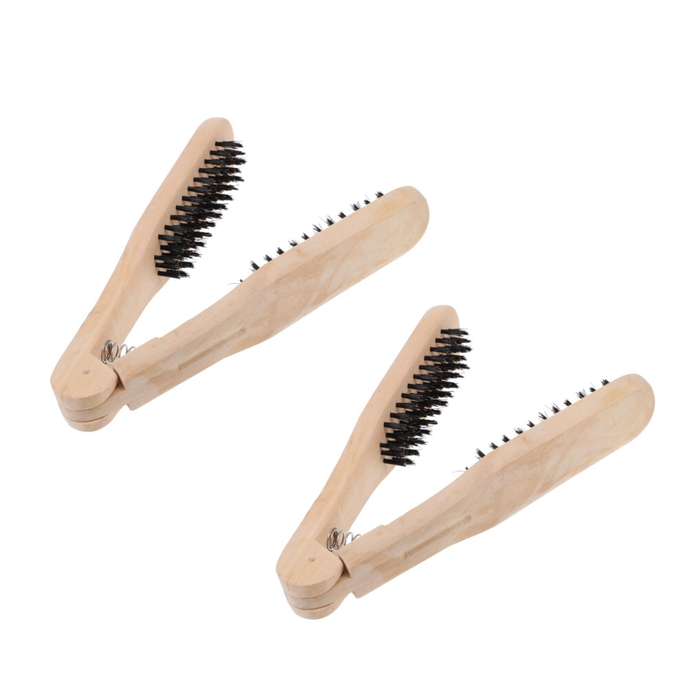 Hair Straightening Comb Clamp Brush with DoubleSided Bristles for Frizz Control and Travel