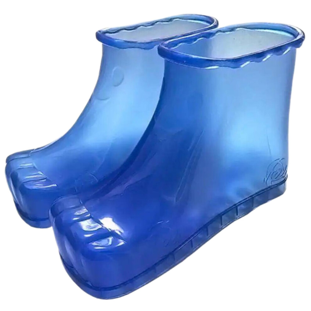 Blue Foot Bath Shoes Pair With Thermal Massage For Home Spa, Plastic Portable Foot Soaker
