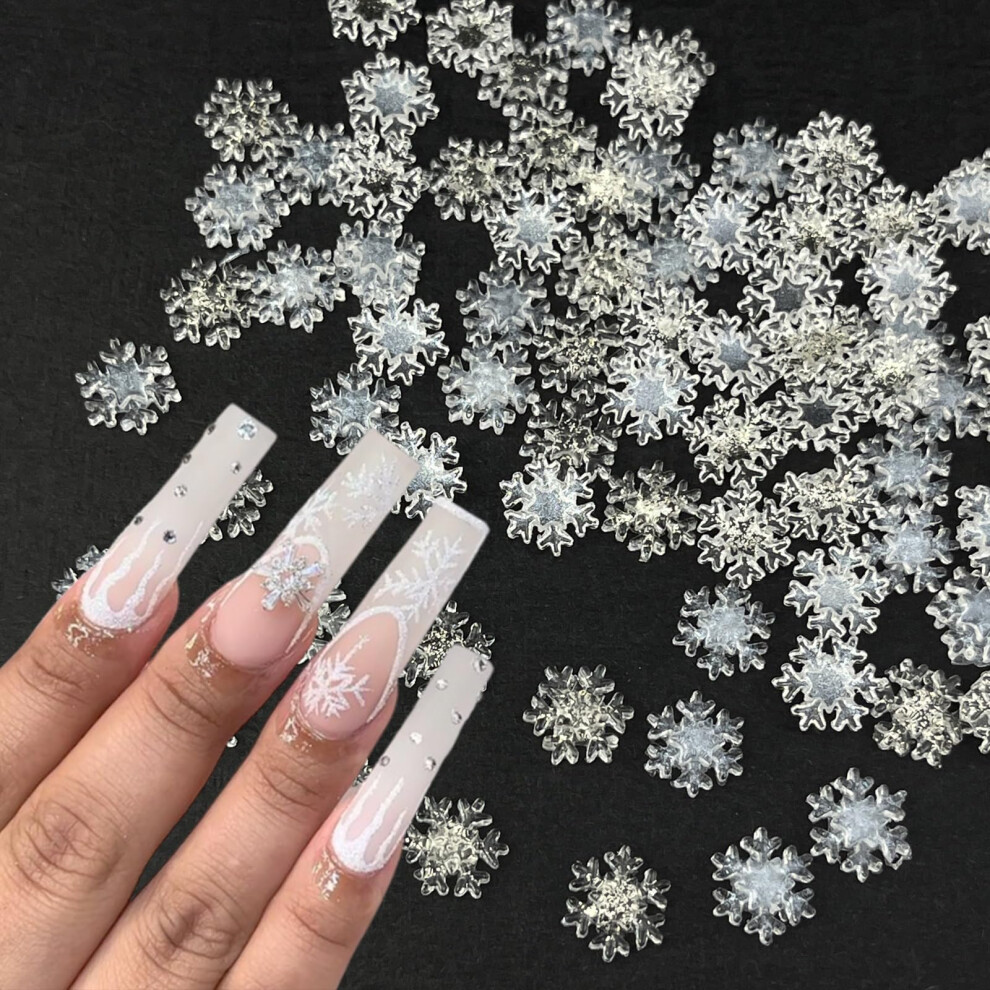 100pcs Iridescent Snowflake Nail Art Rhinestones with Multiple Shapes for DIY Manicure Decorations