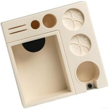 Espresso Knock Box Organizer with AntiSlip Base for 51mm58mm Tamper and Puck Screen Coffee Station for Home or Cafe Use White