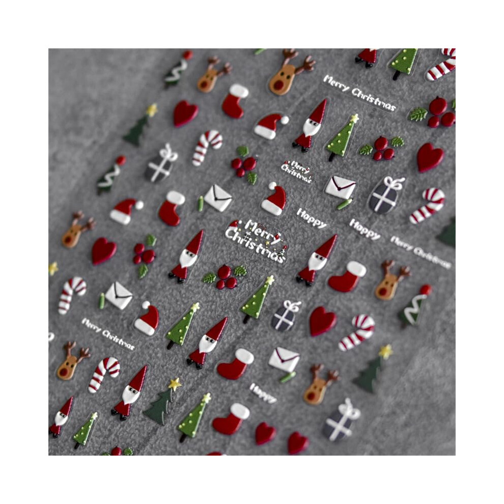 Christmas Nail Stickers Santa Claus Red Tree Decals Festive Winter SelfAdhesive Nail Decoration 1Pc