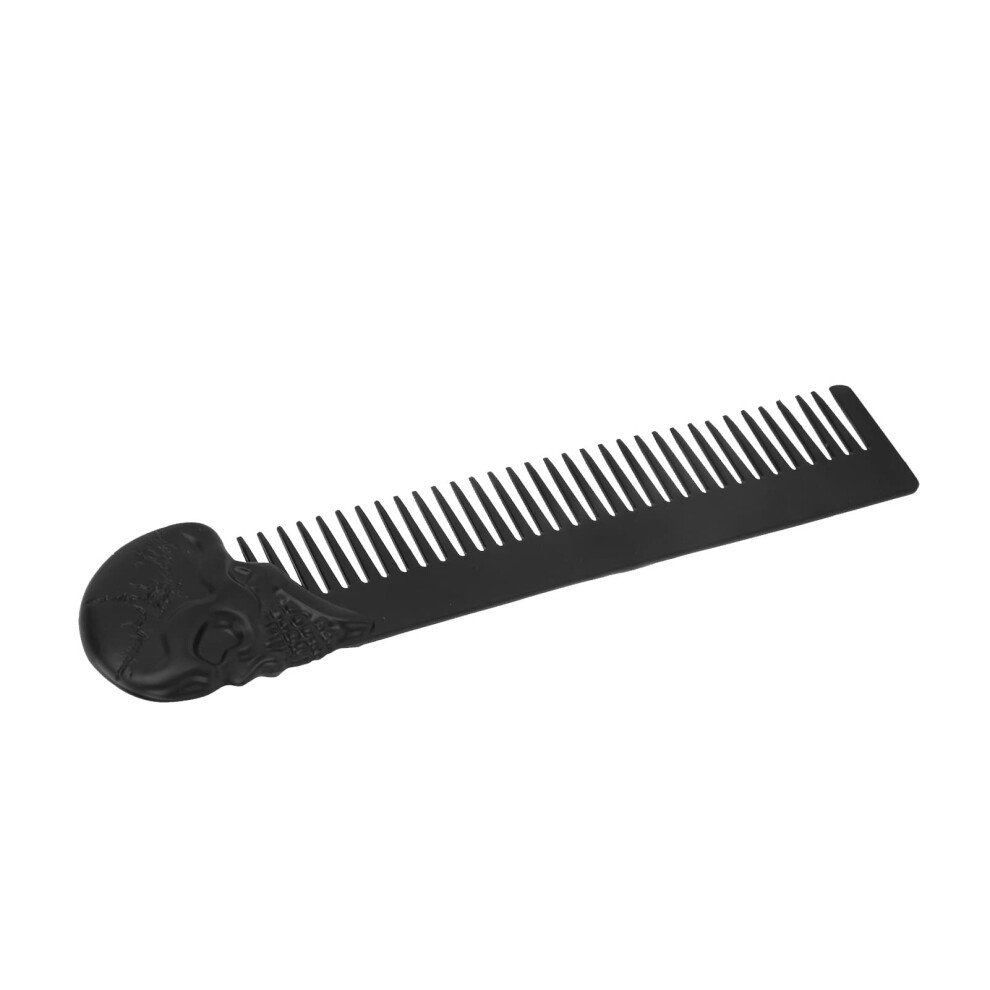 Unisex Beard Comb With Smooth Rounded Teeth, Antistatic Zinc Alloy Pocket Hair Comb Skull Design For Men