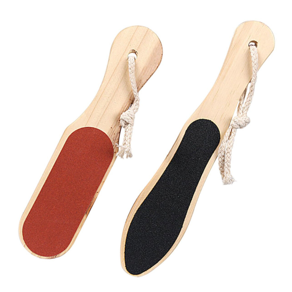2pcs Wooden DoubleSided Foot Scrubber and Foot File Callus Remover for Dead Skin