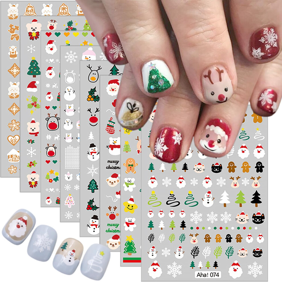 Christmas Nail Stickers 8 Sheets SelfAdhesive 3D Nail Art Decals for Women Acrylic and Natural Nails