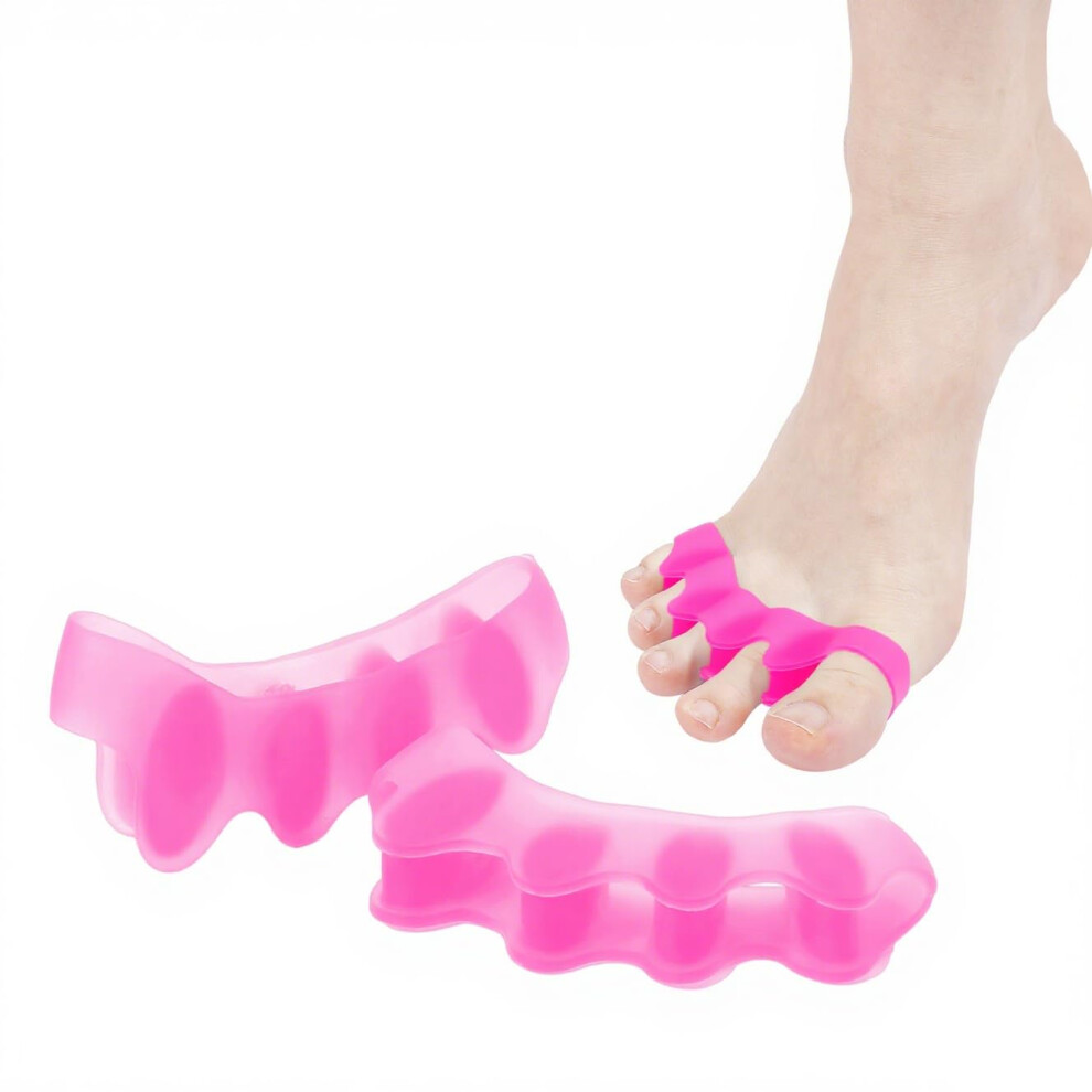 Pink 2Pcs Silicone Toe Separators With Metatarsal Pad For Bunion Relief And Foot Pain,