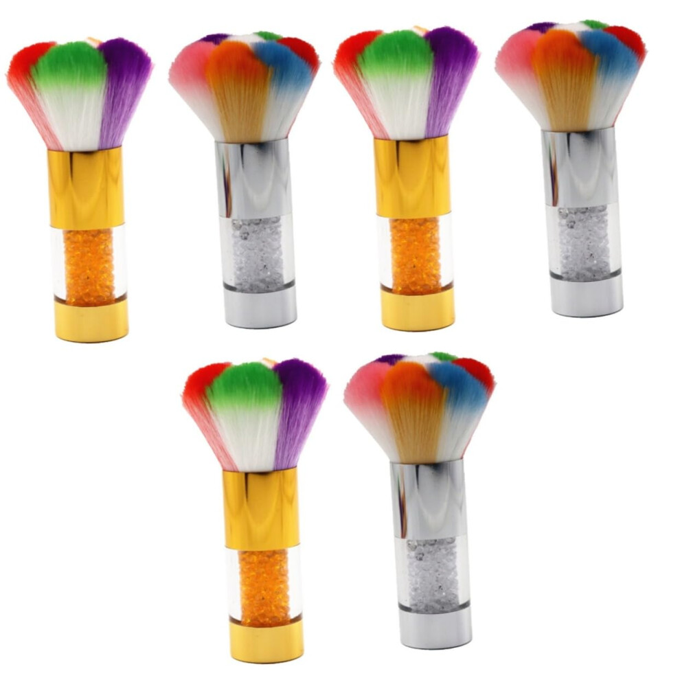 6pcs Nail Dust Brush UltraSoft Bristles for Nail Art and Makeup with Rhinestone Handle