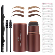 Eyebrow Stamp and Stencil Kit Dark Brown Waterproof Fast Brow Shaping Multiple Styles