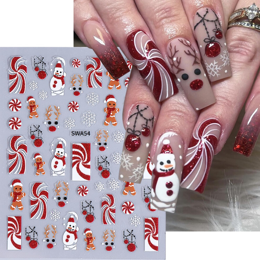 Christmas Nail Stickers SelfAdhesive Snowman Santa Festive Nail Art Decals 3PCS