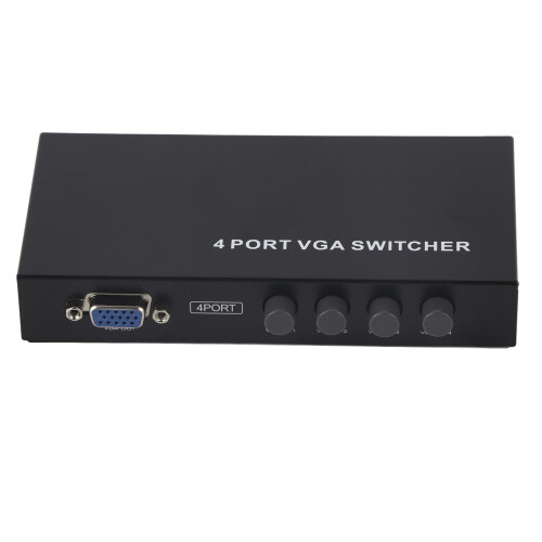 VGA Switch Video Selector Switcher Box 4 Port VGA Switch With Metal Shell Plug And Play High Resolution Support For Multiple Monitors
