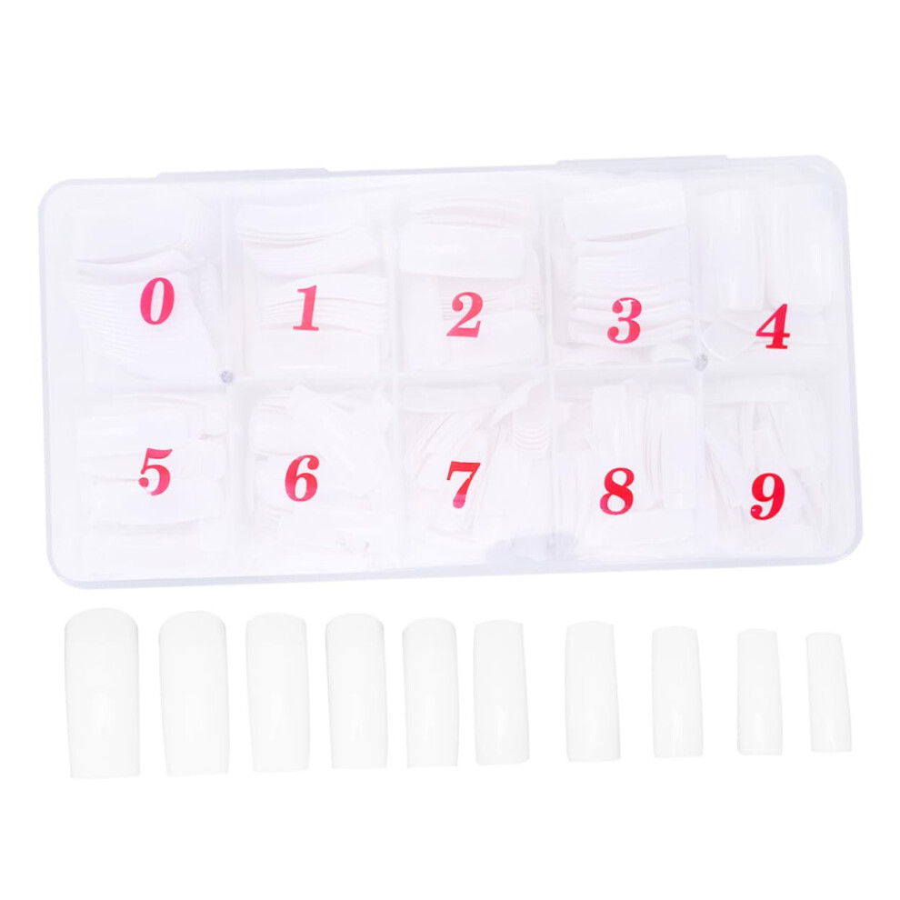 White 500Pcs Nail Art Stickers And Fake Nail Tips, Half Cover, Multiple Sizes For Diy Manicure
