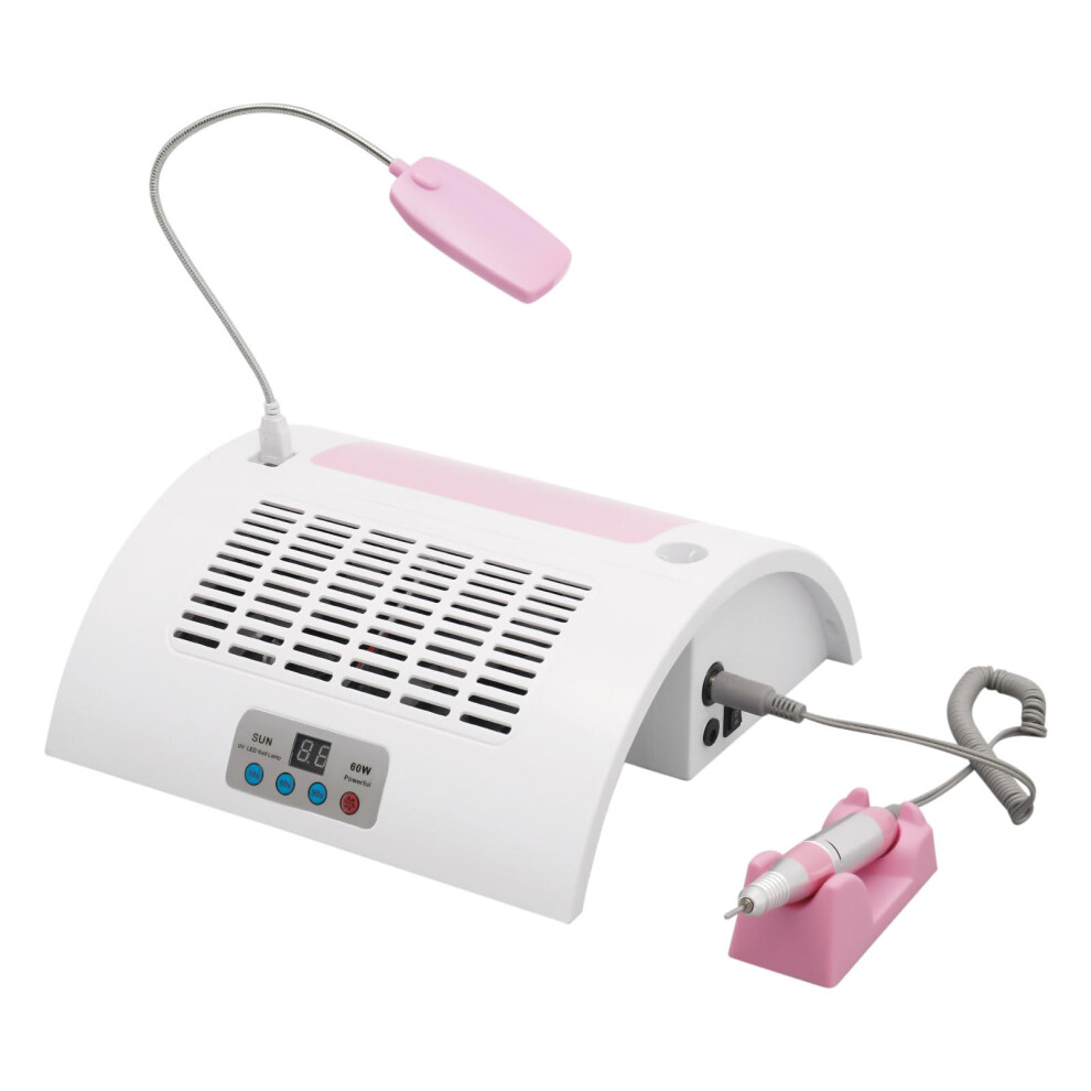 5in1 Nail Drill and UV LED Lamp with Dust Collector and Hand Rest for Salon or Home Use