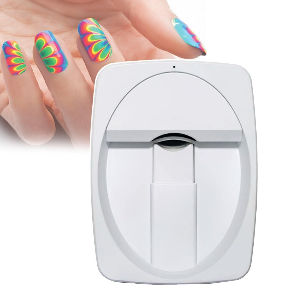 White Nail Art Printer With Drying Lamp, Fast Printing And Smart Shape Recognition For Salon And Home (White)