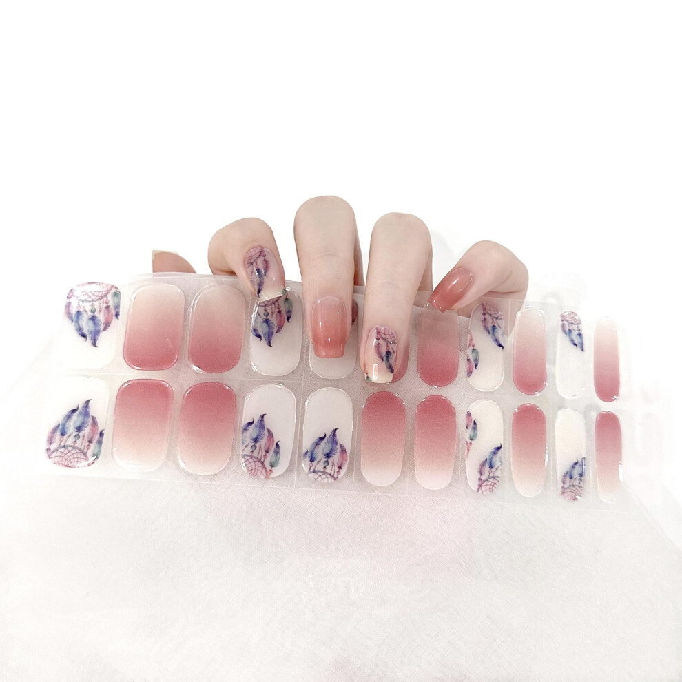 Semi Cured Gel Nail Strips 22PCS Salon Quality Glossy UV LED Wraps for Natural Nails