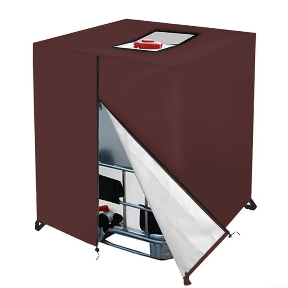 420D Oxford 1000L Ibc Tank Cover With Uv Protection, Waterproof Zipper And Drawstring, Coffee 9450606375940